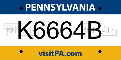 K6664B Pennsylvania License Plate
