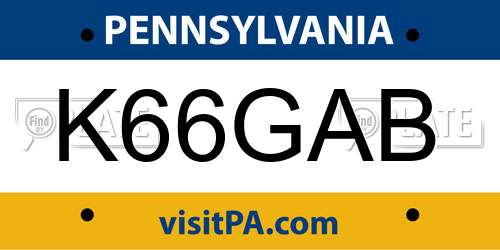 K66GAB Pennsylvania License Plate
