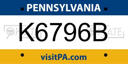 K6796B Pennsylvania License Plate