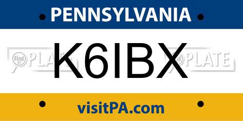 K6IBX Pennsylvania License Plate