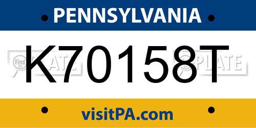 K70158T Pennsylvania License Plate