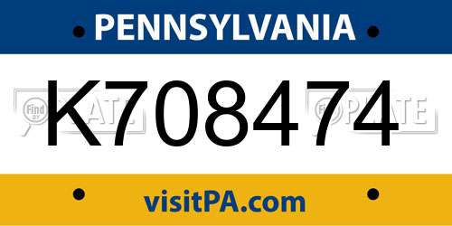 K708474 Pennsylvania License Plate