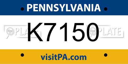 K7150 Pennsylvania License Plate