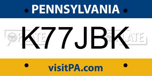 K77JBK Pennsylvania License Plate