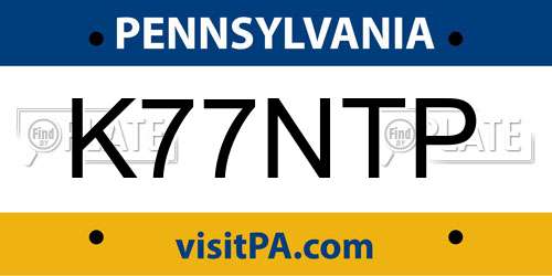 K77NTP Pennsylvania License Plate