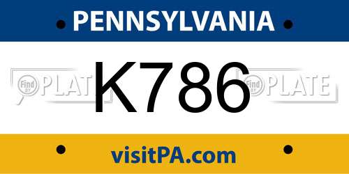 K786 Pennsylvania License Plate