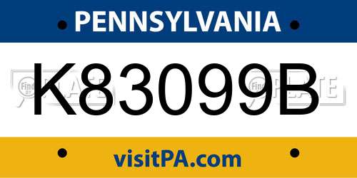 K83099B Pennsylvania License Plate