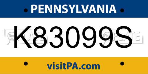 K83099S Pennsylvania License Plate