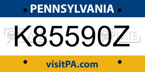 K85590Z Pennsylvania License Plate