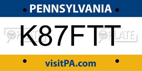 K87FTT Pennsylvania License Plate