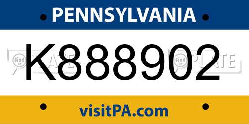 K888902 Pennsylvania License Plate
