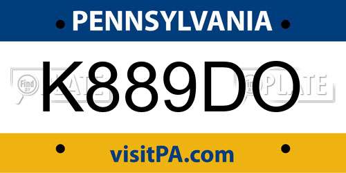 K889DO Pennsylvania License Plate