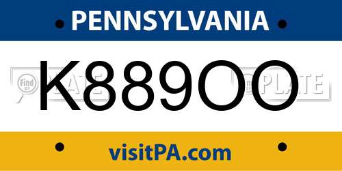 K889OO Pennsylvania License Plate