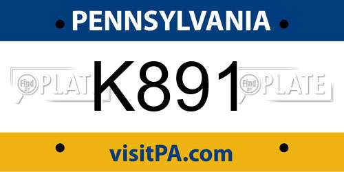 K891 Pennsylvania License Plate