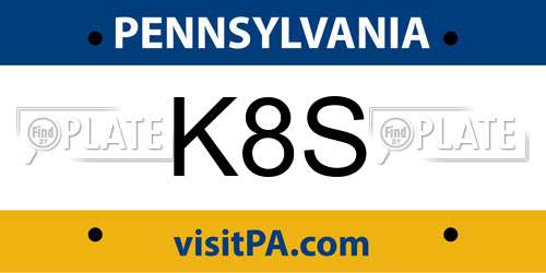 K8S Pennsylvania License Plate