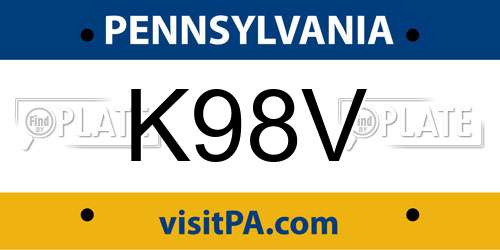 K98V Pennsylvania License Plate