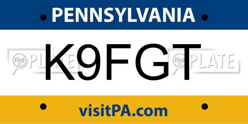 K9FGT Pennsylvania License Plate