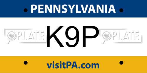 K9P Pennsylvania License Plate