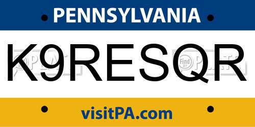 K9RESQR Pennsylvania License Plate