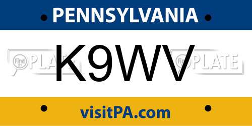 K9WV Pennsylvania License Plate