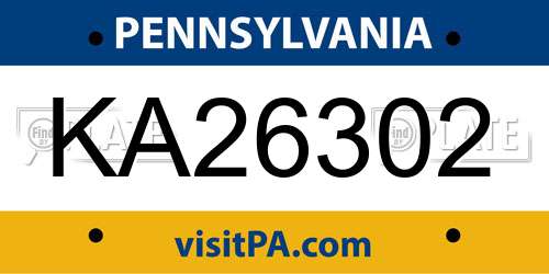 KA26302 Pennsylvania License Plate
