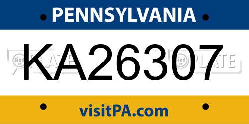 KA26307 Pennsylvania License Plate