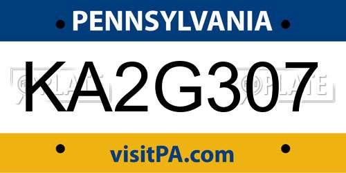 KA2G307 Pennsylvania License Plate