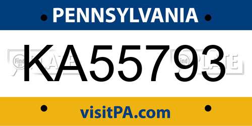 KA55793 Pennsylvania License Plate