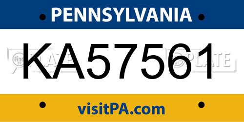 KA57561 Pennsylvania License Plate