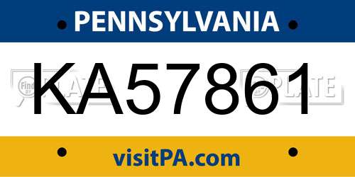 KA57861 Pennsylvania License Plate