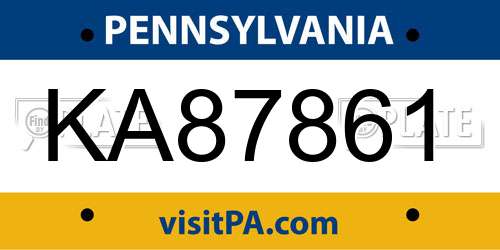 KA87861 Pennsylvania License Plate