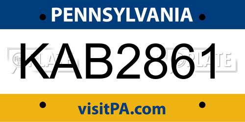 KAB2861 Pennsylvania License Plate