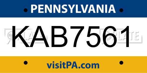 KAB7561 Pennsylvania License Plate