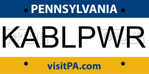 KABLPWR Pennsylvania License Plate