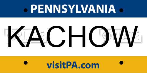 KACHOW Pennsylvania License Plate