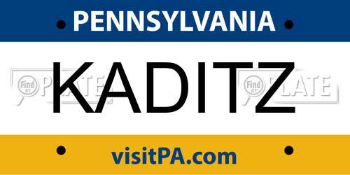 KADITZ Pennsylvania License Plate
