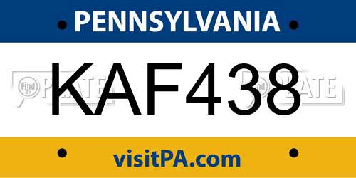 KAF438 Pennsylvania License Plate