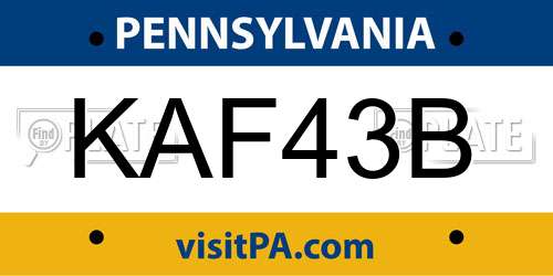 KAF43B Pennsylvania License Plate