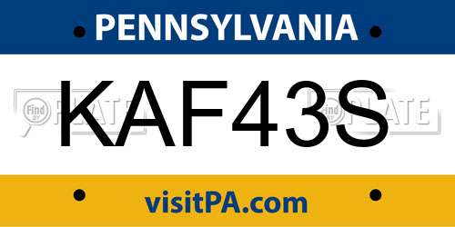 KAF43S Pennsylvania License Plate