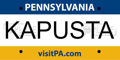 KAPUSTA Pennsylvania License Plate