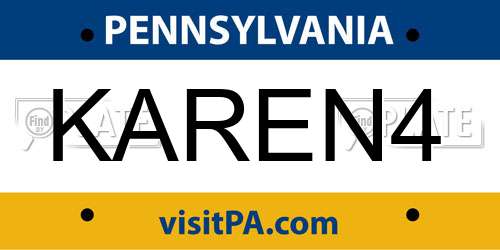 KAREN4 Pennsylvania License Plate