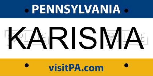 KARISMA Pennsylvania License Plate