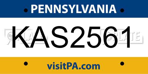KAS2561 Pennsylvania License Plate