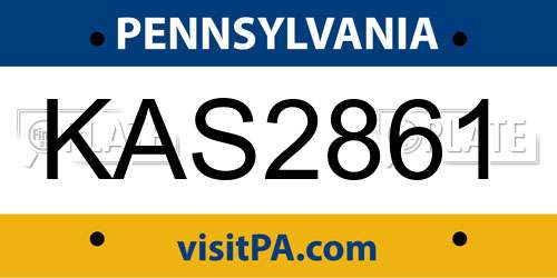 KAS2861 Pennsylvania License Plate