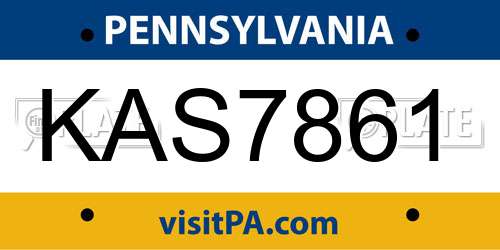 KAS7861 Pennsylvania License Plate