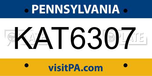 KAT6307 Pennsylvania License Plate