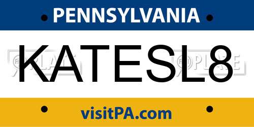 KATESL8 Pennsylvania License Plate