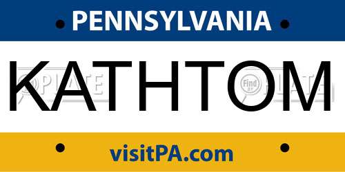 KATHTOM Pennsylvania License Plate