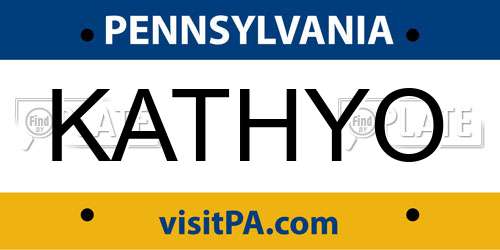 KATHYO Pennsylvania License Plate