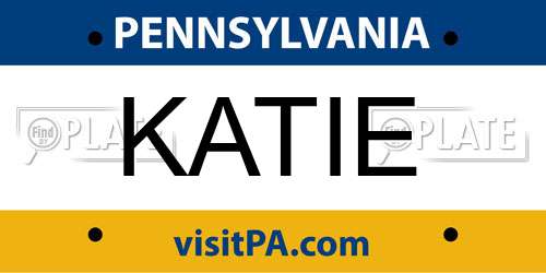 KATIE Pennsylvania License Plate
